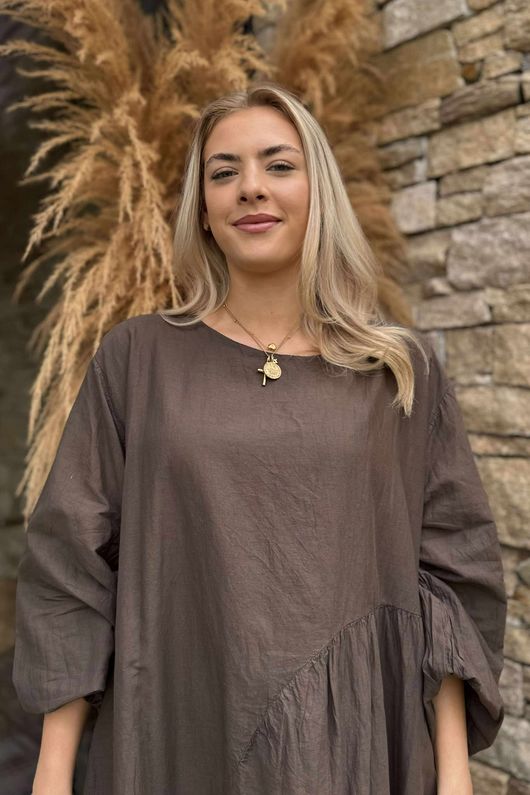 Made in Italy Purdy Pure Cotton Smock Dress Dark Chocolate